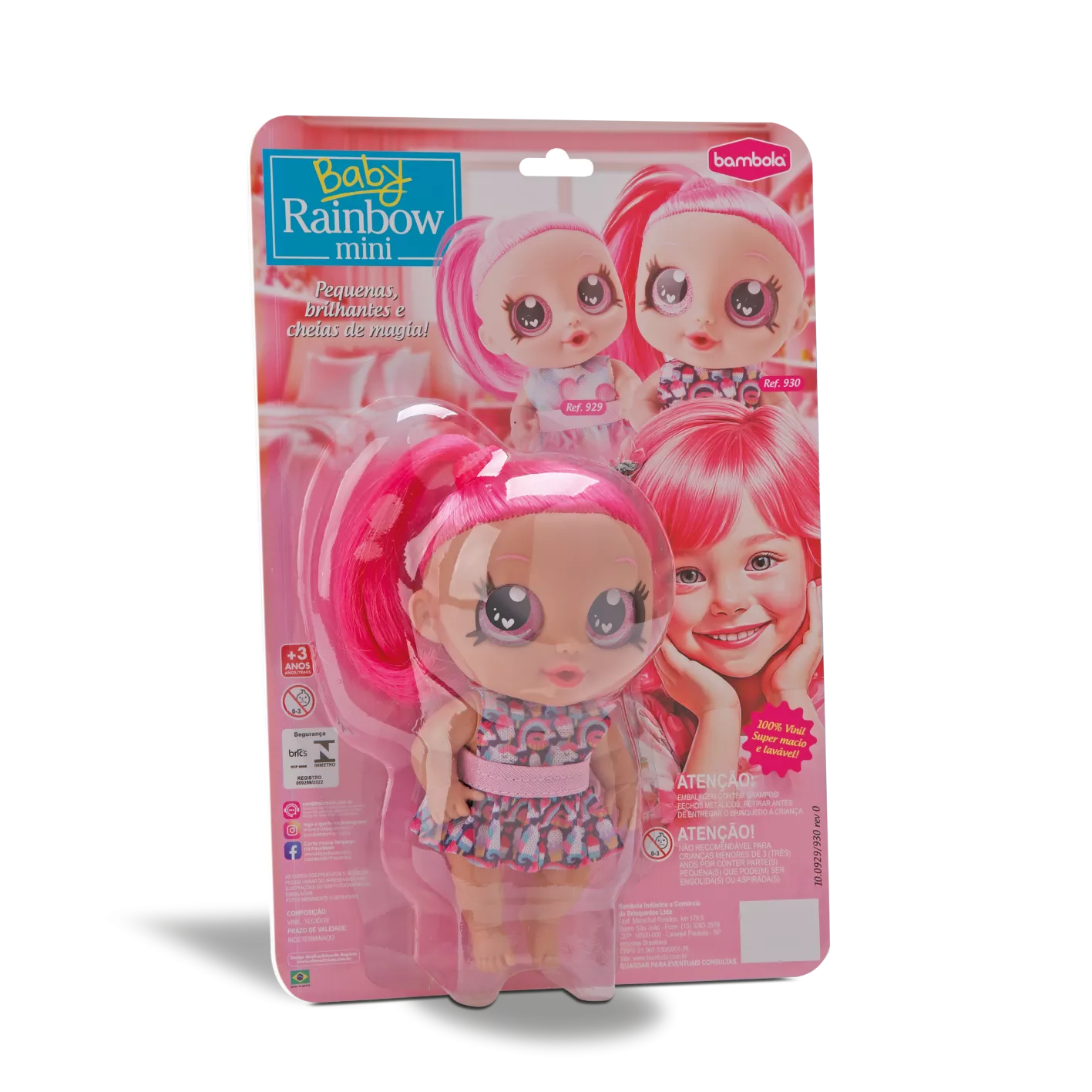 BONECA BABY RAINBOW MINI PINK BLISTER